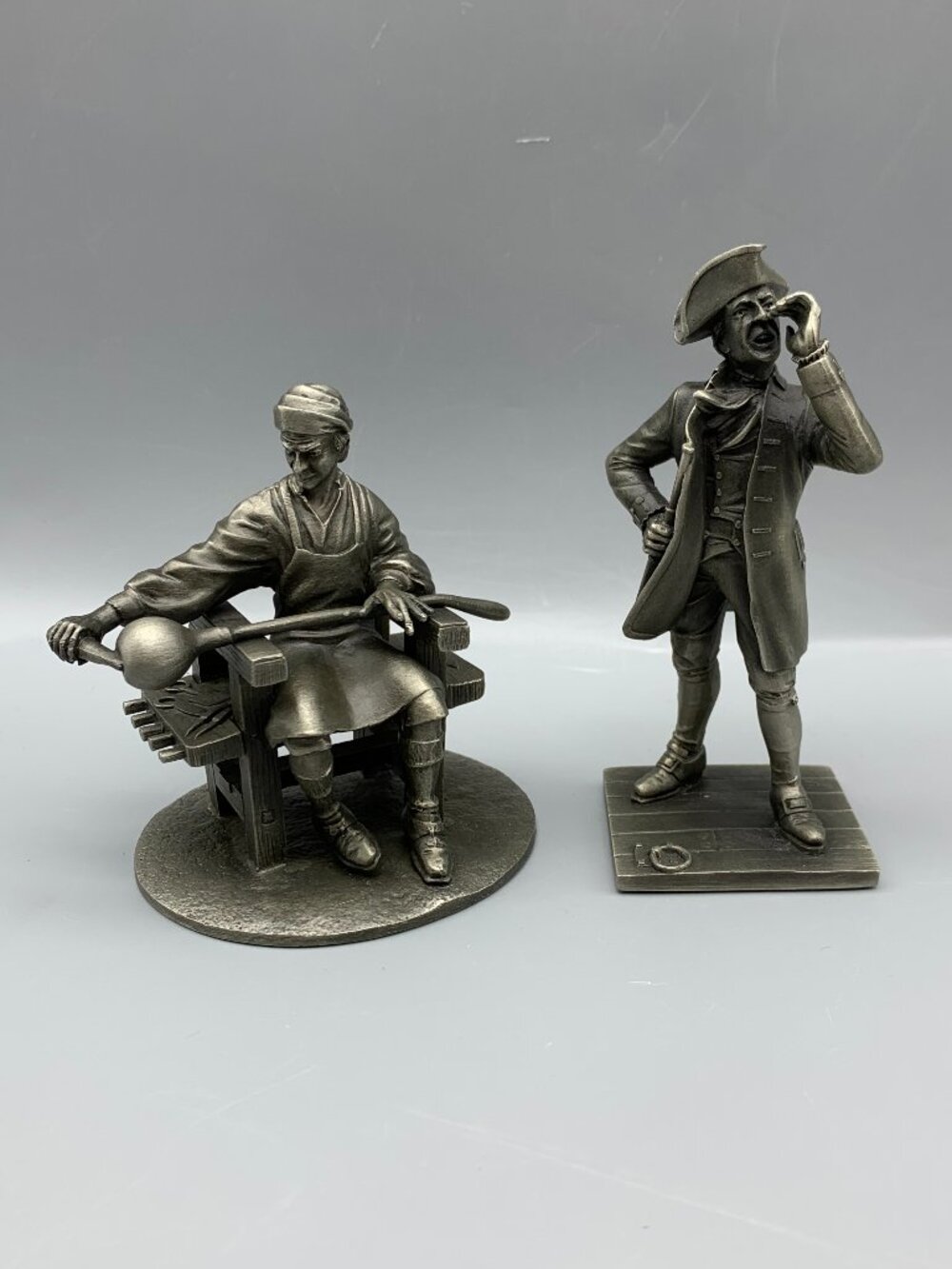 Franklin Mint 1975 Fine Pewter Figurines The Sea Captain and The Glass Blower